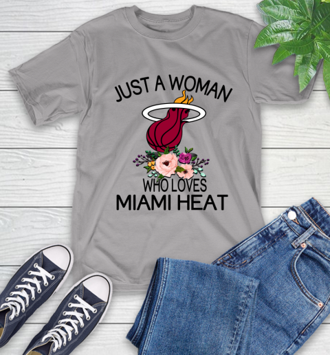 NBA Just A Woman Who Loves Miami Heat Basketball Sports T-Shirt 4
