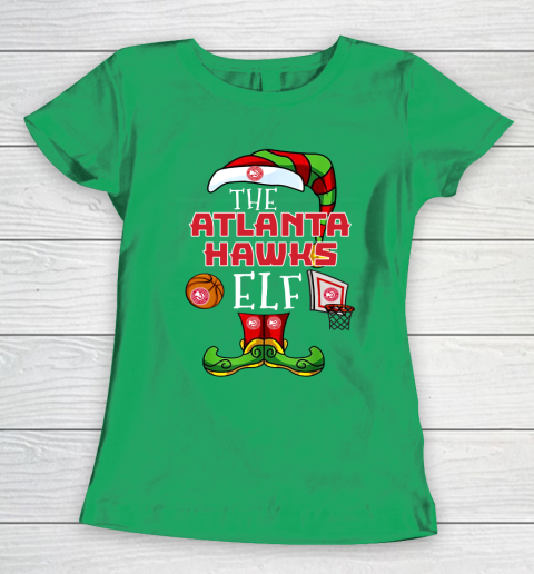Atlanta Hawks Christmas ELF Funny NBA Women's T-Shirt 5