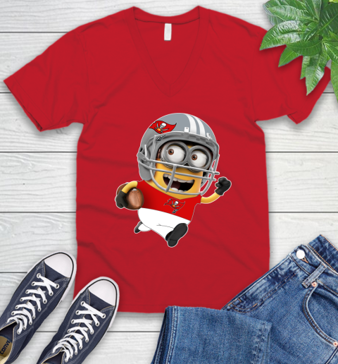 NFL Tampa Bay Buccaneers Minions Disney Football Sports V-Neck T-Shirt 7