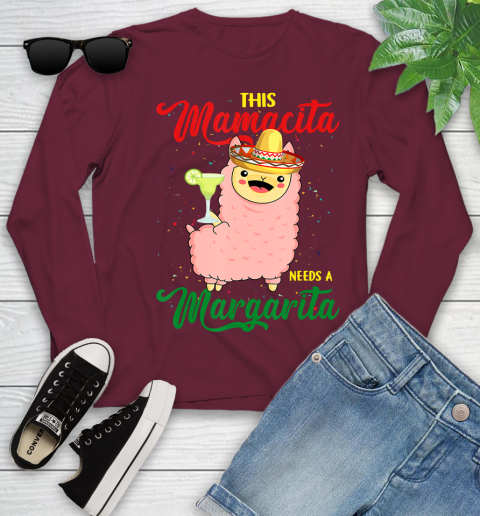 Nurse Shirt This Mamacita Needs A Margarita Llama T Shirt Youth Long Sleeve Tee For Sports
