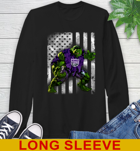 Sacramento Kings Hulk Marvel Avengers NBA Basketball American Flag Long Sleeve T-Shirt