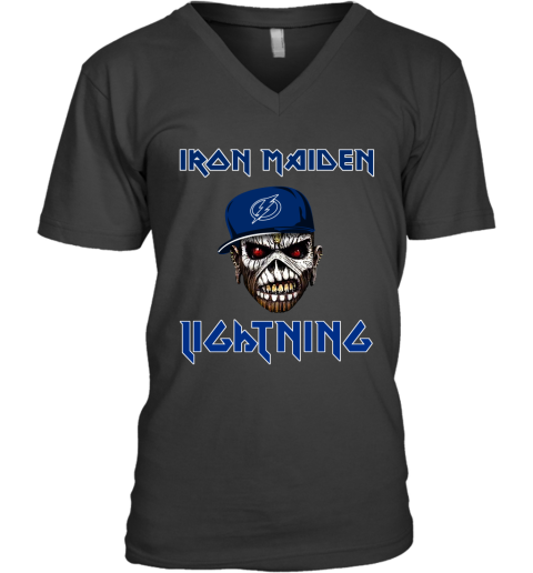 NHL Tampa Bay Lightning Iron Maiden Rock Band Music Hockey Sports 6YPn3EPLGDp v neck unisex 8 95 151514 front black