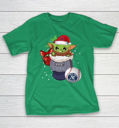 New York Yankees Christmas Baby Yoda Star Wars Funny Happy MLB T-Shirt