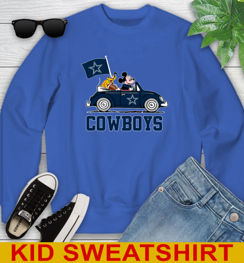NFL Football Dallas Cowboys Pluto Mickey Driving Disney Shirt Youth Sweatshirt 7
