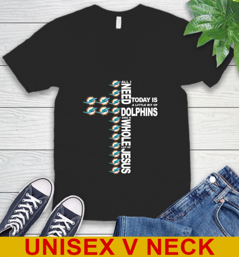 NFL All I Need Today Is A Little Bit Of Miami Dolphins Cross Shirt V-Neck T-Shirt