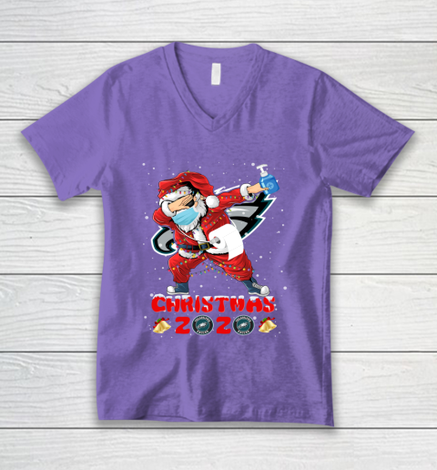 Philadelphia Eagles Funny Santa Claus Dabbing Christmas 2020 NFL V-Neck T-Shirt 8