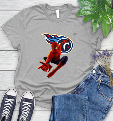 NFL Spider Man Avengers Endgame Football Tennessee Titans Women's T-Shirt 5