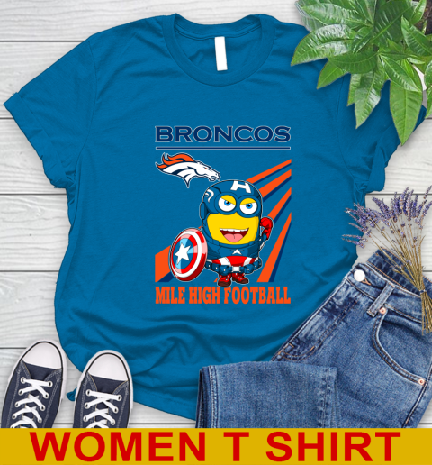 NFL Football Denver Broncos Captain America Marvel Avengers Minion Shirt Women's T-Shirt 8