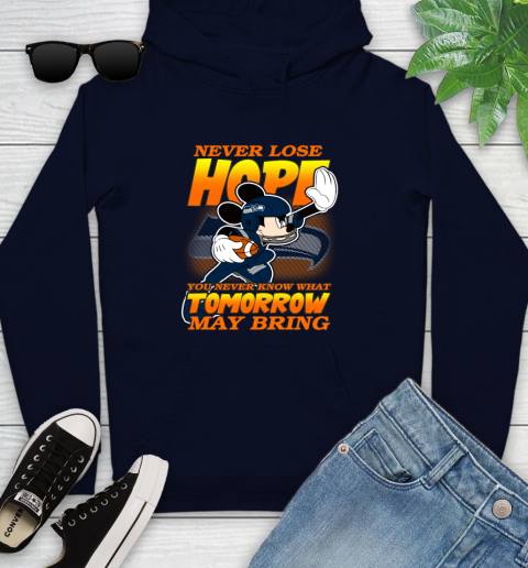 Seattle Seahawks NFL Football Mickey Disney Never Lose Hope Youth Hoodie 3