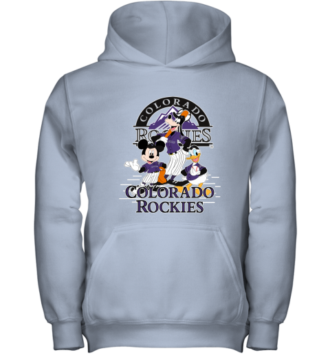 Colorado Rockies Mickey Donald And Goofy Baseball Youth Hoodie