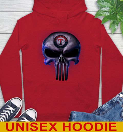 Texas Rangers MLB Baseball Punisher Skull Sports Hoodie - Image 11