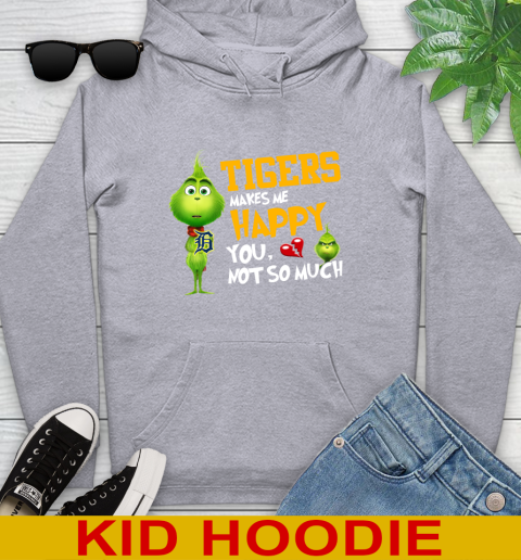 MLB Detroit Tigers Makes Me Happy You Not So Much Grinch Baseball Sports Youth Hoodie 6