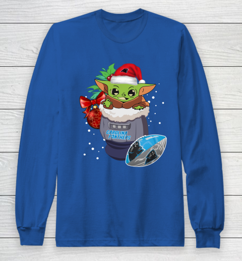 Carolina Panthers Christmas Baby Yoda Star Wars Funny Happy NFL Long Sleeve T-Shirt 9