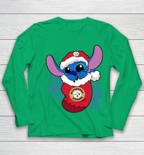 Pittsburgh Steelers Christmas Stitch In The Sock Funny Disney NFL Youth Long Sleeve 6