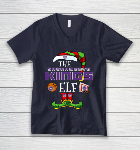 Sacramento Kings Christmas ELF Funny NBA V-Neck T-Shirt 2