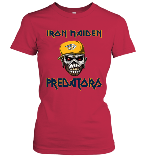 NHL Nashville Predators Iron Maiden Rock Band Music Hockey Sports ZvRNURournm ladies t shirt 20 95 151514 front red