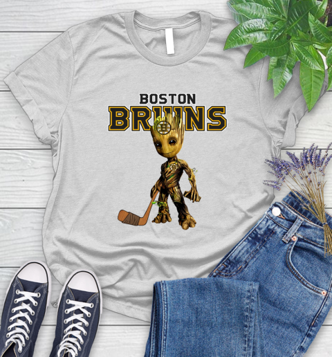 Boston Bruins NHL Hockey Groot Marvel Guardians Of The Galaxy Women's T-Shirt