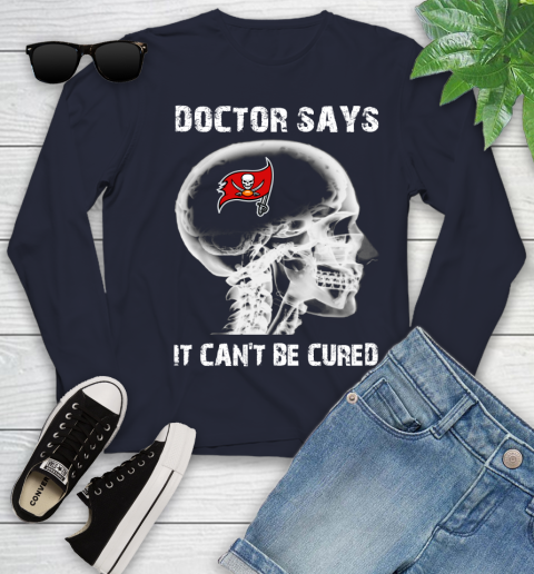 NFL Tampa Bay Buccaneers Football Skull It Can't Be Cured Shirt Youth Long Sleeve 2