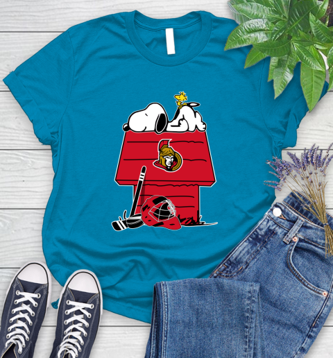 Ottawa Senators NHL Hockey Snoopy Woodstock The Peanuts Movie Women's T-Shirt 7