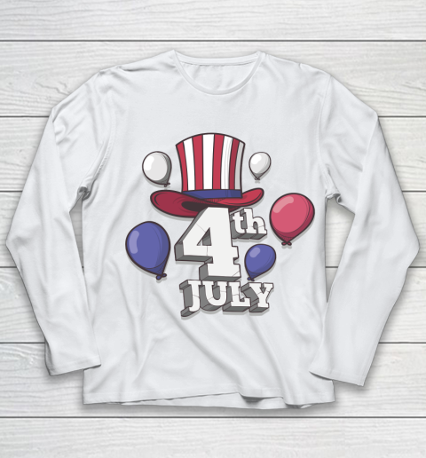 All American  US Flag Cap, 4th of July Independence Day Youth Long Sleeve