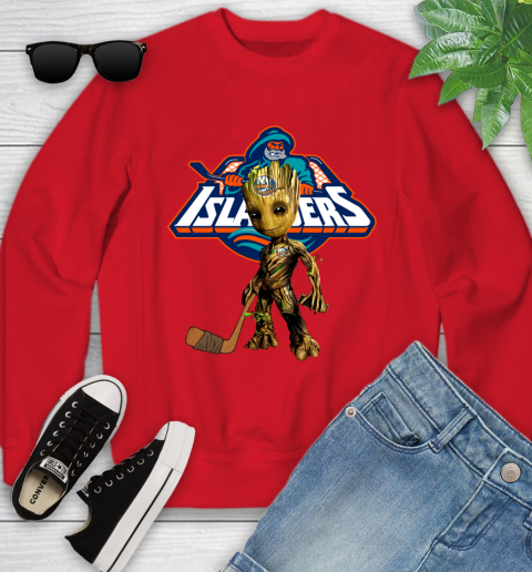 New York Islanders NHL Hockey Groot Marvel Guardians Of The Galaxy Youth Sweatshirt 9