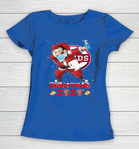 Cincinnati Reds Funny Santa Claus Dabbing Christmas 2020 MLB Women's T-Shirt 8