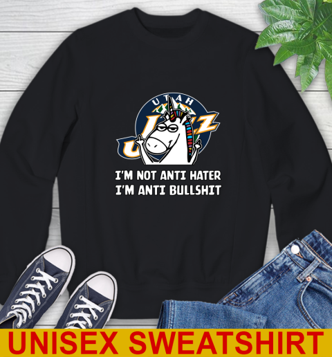 Utah Jazz NBA Basketball Unicorn I'm Not Anti Hater I'm Anti Bullshit Sweatshirt 2