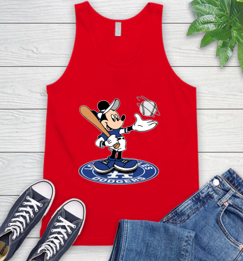 MLB Baseball Los Angeles Dodgers Cheerful Mickey Disney Shirt Tank Top 6