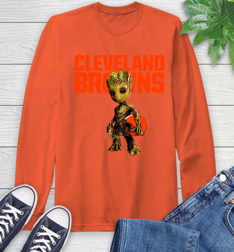 Cleveland Browns NFL Football Groot Marvel Guardians Of The Galaxy Long Sleeve T-Shirt 5