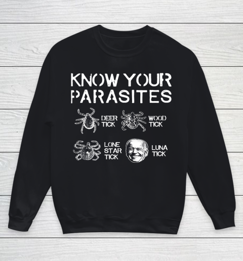 Know Your Parasites Funny Joe Biden Luna Tick Youth Sweatshirt