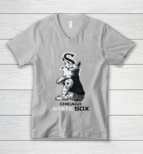MLB Baseball My Cat Loves Chicago White Sox V-Neck T-Shirt 3