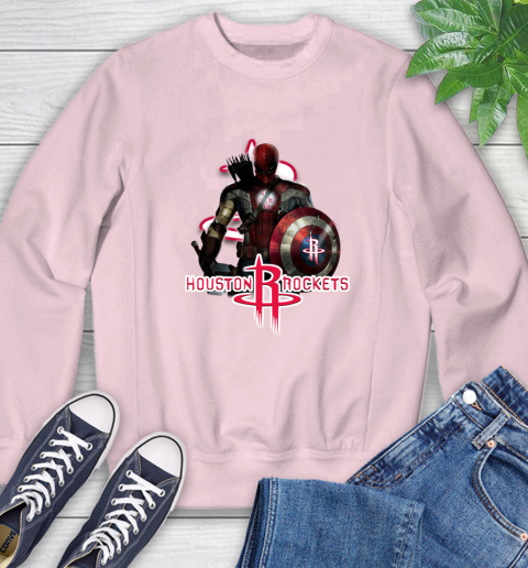 Houston Rockets NBA Basketball Captain America Thor Spider Man Hawkeye Avengers Sweatshirt 9