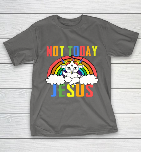 Unicorn Rainbow Not Today Jesus Premium T-Shirt 21