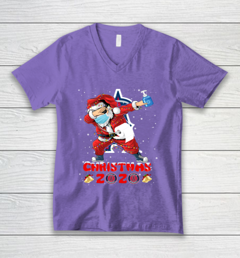 Los Angeles Angels Funny Santa Claus Dabbing Christmas 2020 MLB V-Neck T-Shirt 8