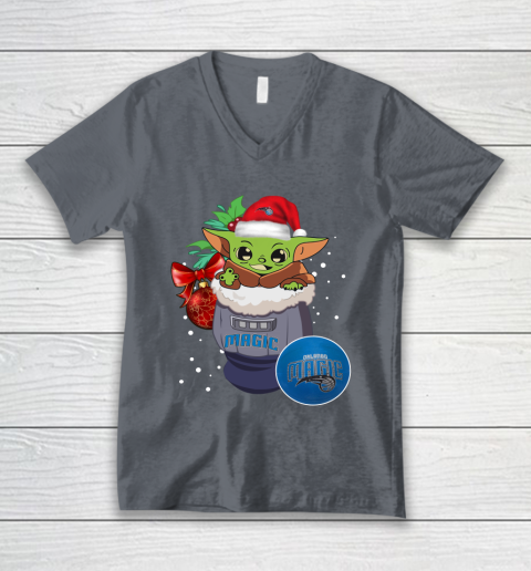 Orlando Magic Christmas Baby Yoda Star Wars Funny Happy NBA V-Neck T-Shirt 5