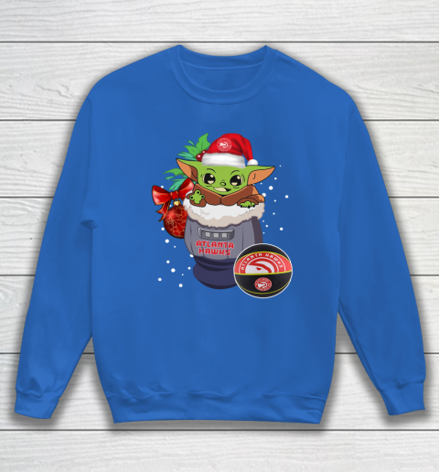 Atlanta Hawks Christmas Baby Yoda Star Wars Funny Happy NBA Sweatshirt 7