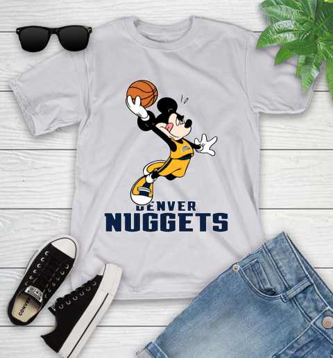 NBA Basketball Denver Nuggets Cheerful Mickey Mouse Shirt Youth T-Shirt 4