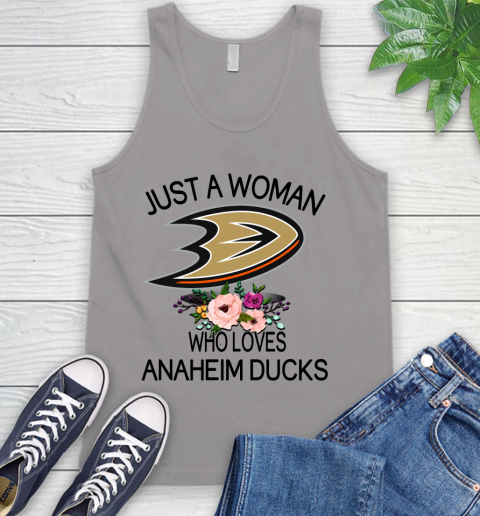 NHL Just A Woman Who Loves Anaheim Ducks Hockey Sports Tank Top 2