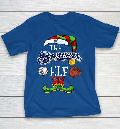 Milwaukee Brewers Christmas ELF Funny MLB Youth T-Shirt 6