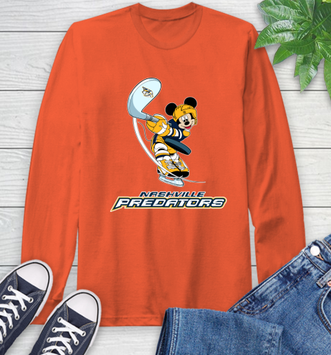 NHL Hockey Nashville Predators Cheerful Mickey Mouse Shirt Long Sleeve T-Shirt 5
