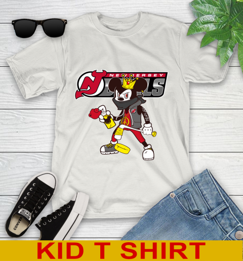 New Jersey Devils NHL Hockey Mickey Peace Sign Sports Youth T-Shirt 12