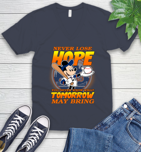 New York Mets MLB Baseball Mickey Disney Never Lose Hope V-Neck T-Shirt 8