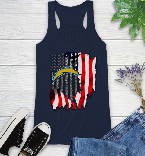 Los Angeles Chargers NFL Football American Flag Racerback Tank - Image 11