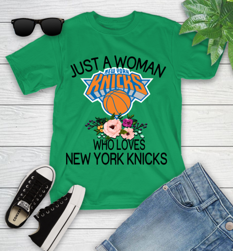 NBA Just A Woman Who Loves New York Knicks Basketball Sports Youth T-Shirt 3