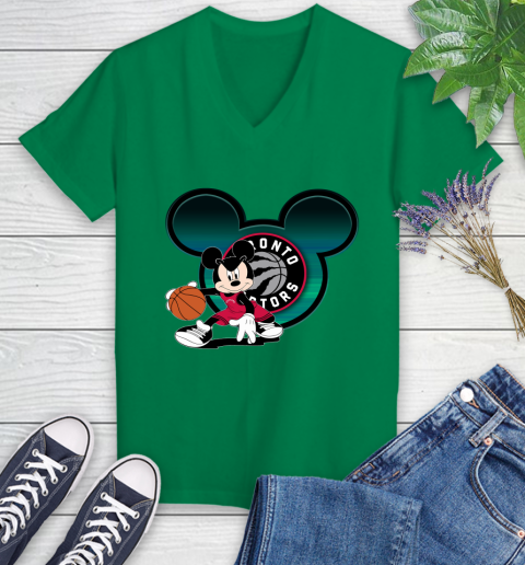 NBA Toronto Raptors Mickey Mouse Disney Basketball Women's V-Neck T-Shirt 5