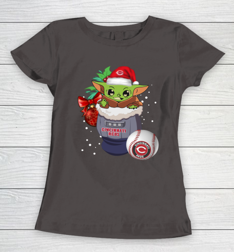Cincinnati Reds Christmas Baby Yoda Star Wars Funny Happy MLB Women's T-Shirt 8