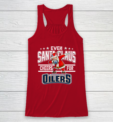 Edmonton Oilers Even Santa Claus Cheers For Christmas NHL Racerback Tank 4