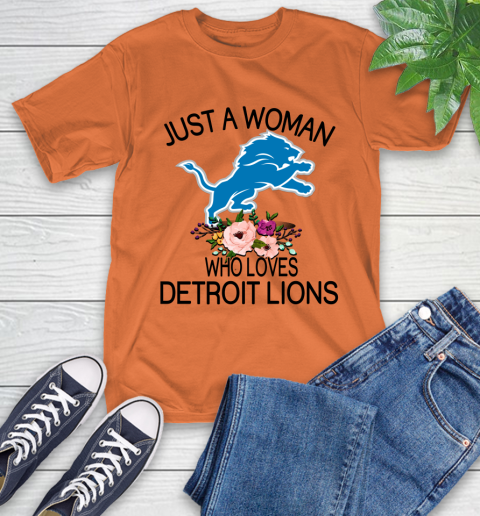 NFL Just A Woman Who Loves Detroit Lions Football Sports T-Shirt 3