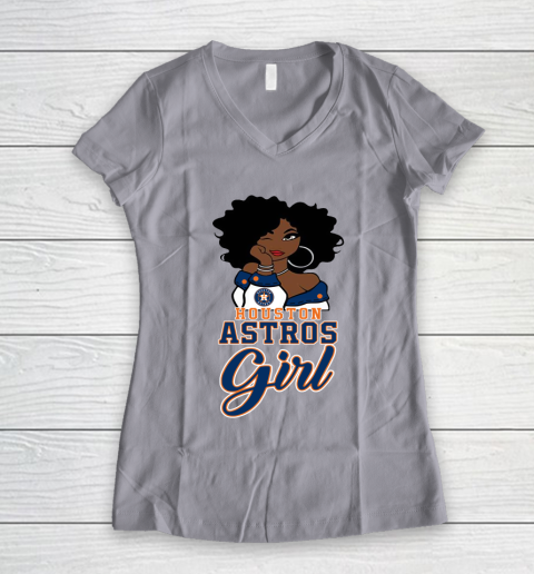 Houston Astross Girl MLB Women's V-Neck T-Shirt 4