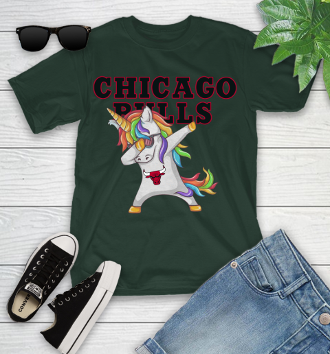 Chicago Bulls NBA Basketball Funny Unicorn Dabbing Sports Youth T-Shirt 5